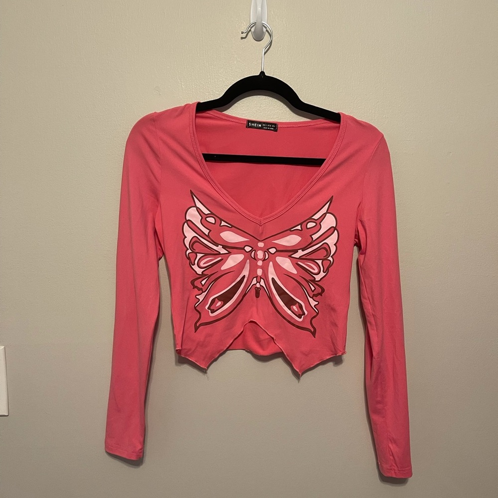 Shein Asymmetrical Hem Butterfly Top - Picture 4 of 7